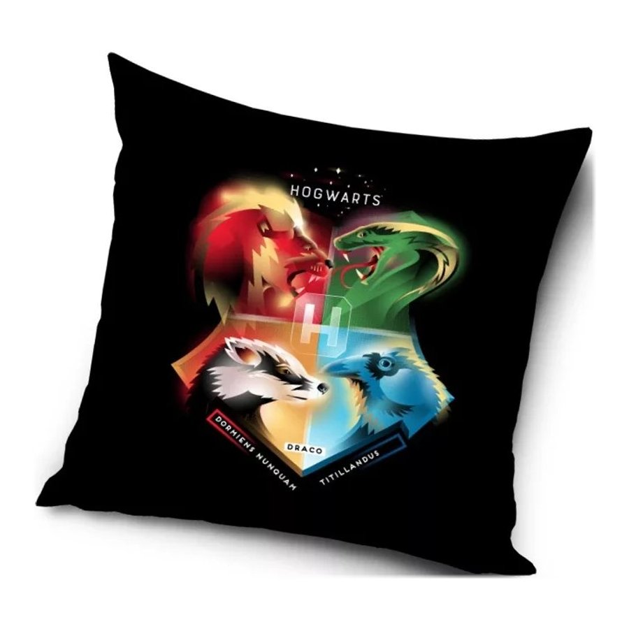 Carbotex · Povlak na polštář Harry Potter - barevný erb Hogwarts - 40 x 40 cm