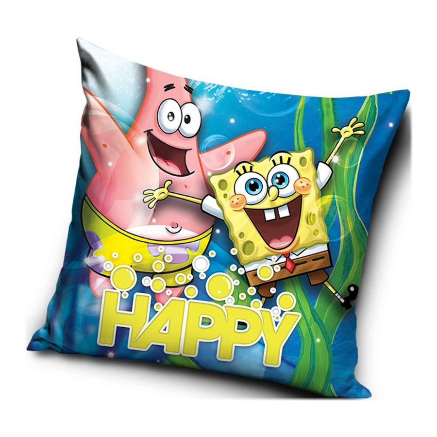 Carbotex · Polštář Spongebob a Patrik - motiv HAPPY - 40 x 40 cm