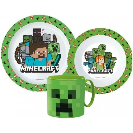 Sada plastového nádobí Minecraft s hrnkem