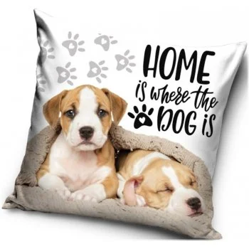 Povlak na polštář s pejsky - Home is where the dog is
