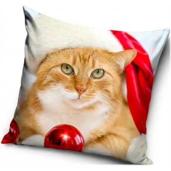 Vánoční povlak na polštář Kocourek zrzeček