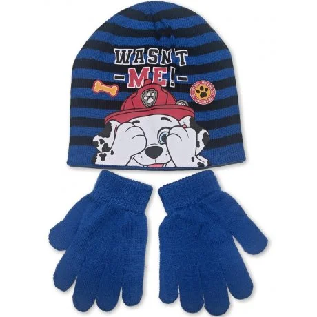 Chlapecká zimní čepice + prstové rukavice Tlapková patrola - Marshall