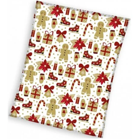 Velká vánoční coral fleece deka s dárečky