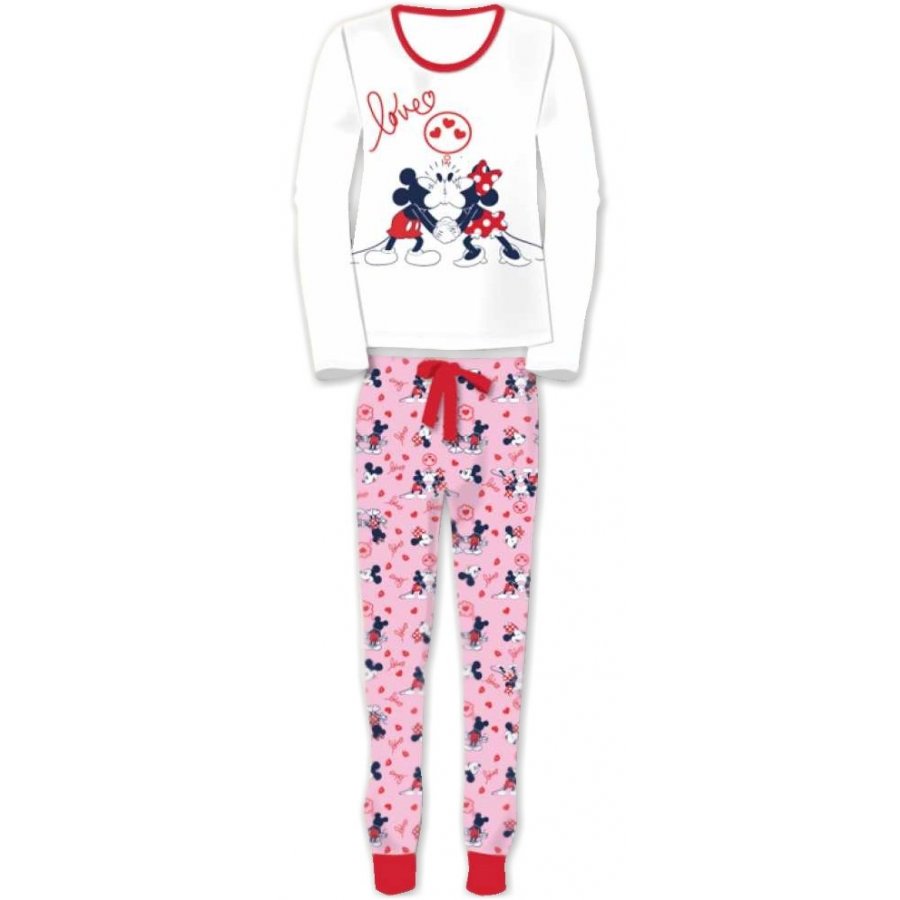 Setino · Dámské dlouhé bavlněné pyžamo Minnie & Mickey Mouse - Disney S Bílá