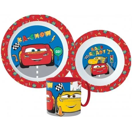 Sada plastového nádobí Auta s hrnkem