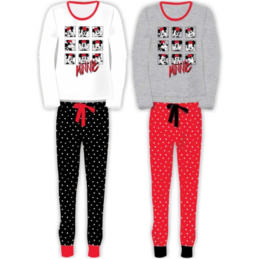 Setino · Dámské dlouhé pyžamo Minnie Mouse - Disney S červená / šedá